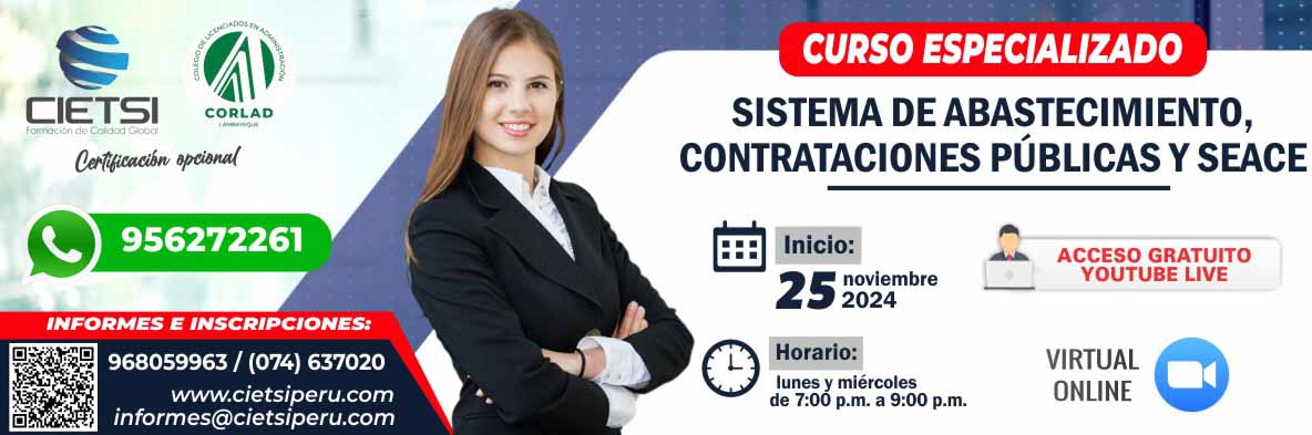 curso gratuito especializado sistema de abastecimiento  contrataciones pUblicas y seace 2024